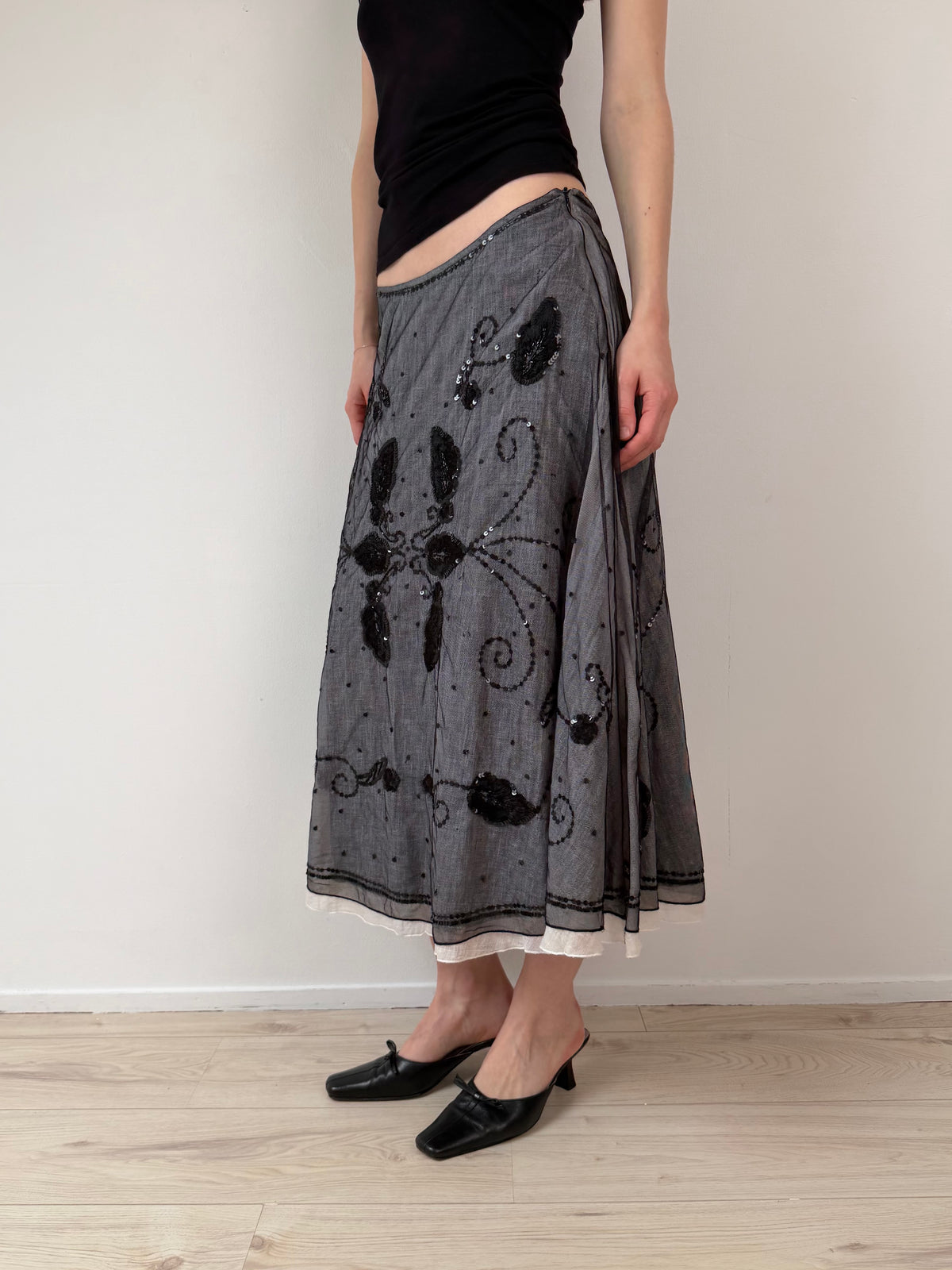 Embroidered sequin skirt