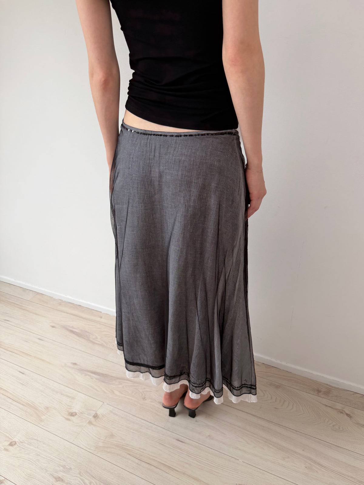 Embroidered sequin skirt