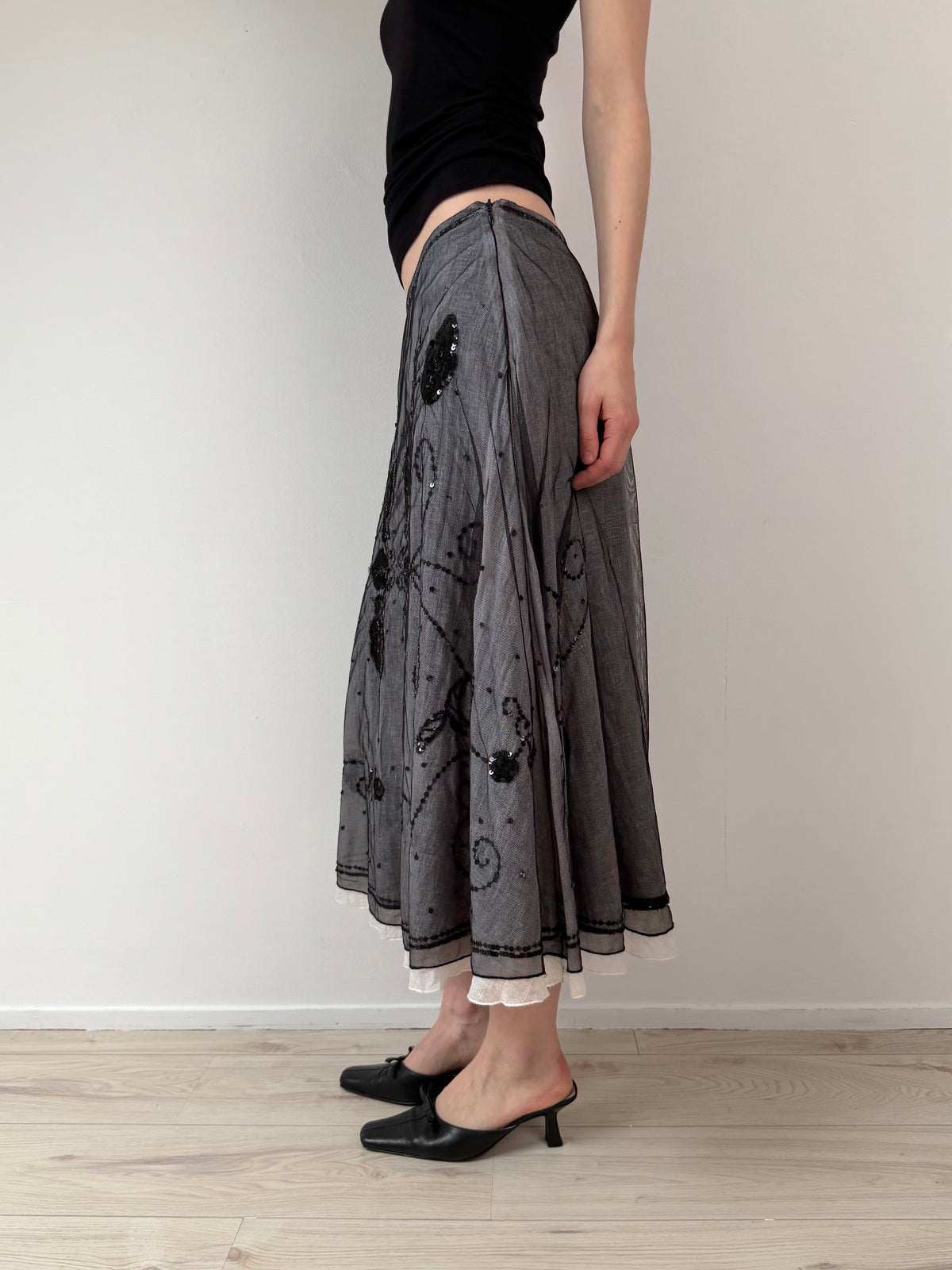 Embroidered sequin skirt
