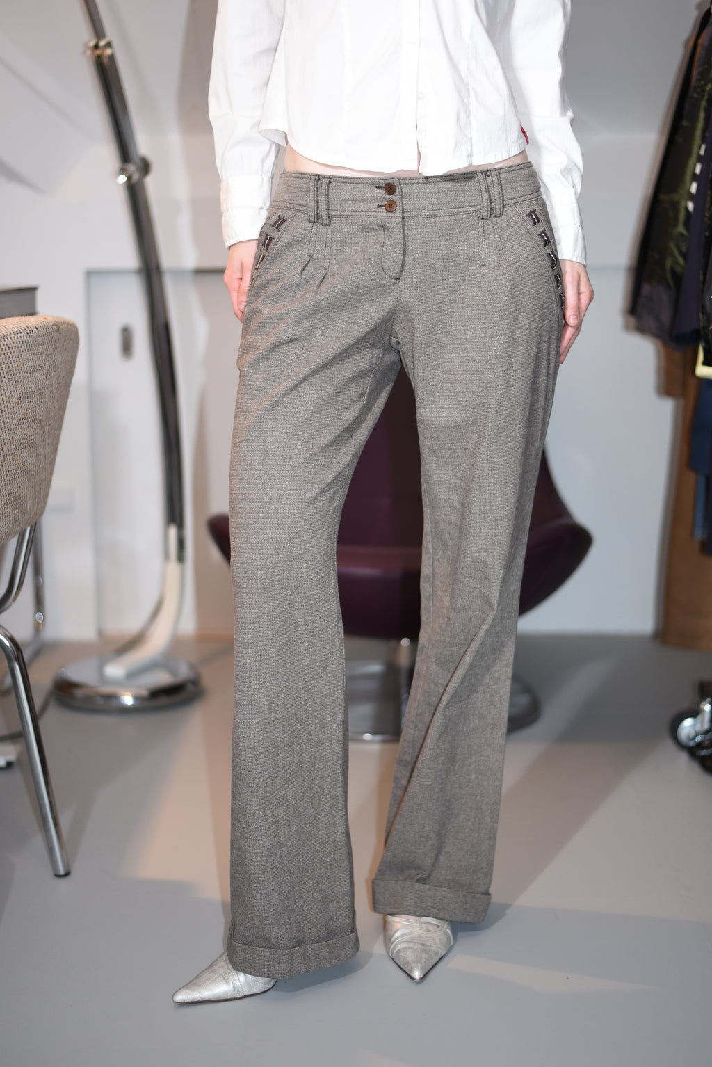Brown wide-leg trousers