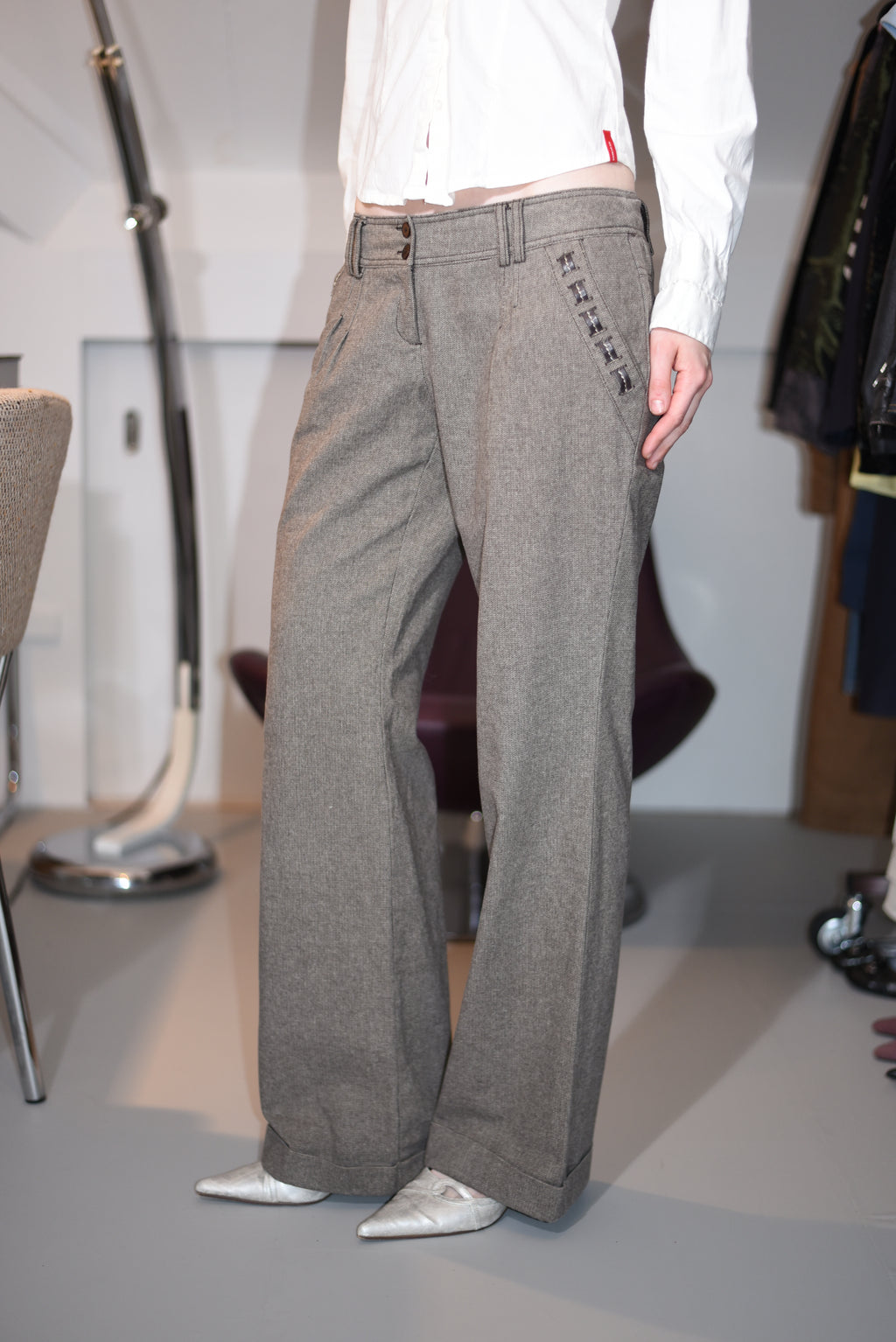 Brown wide-leg trousers