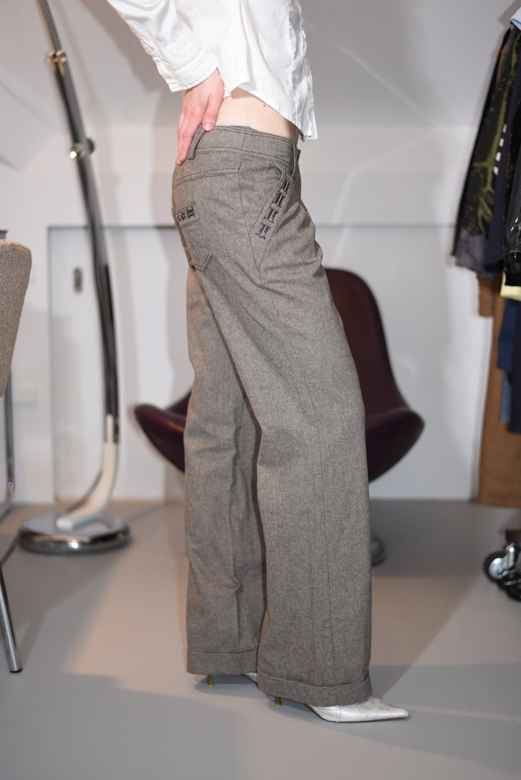 Brown wide-leg trousers