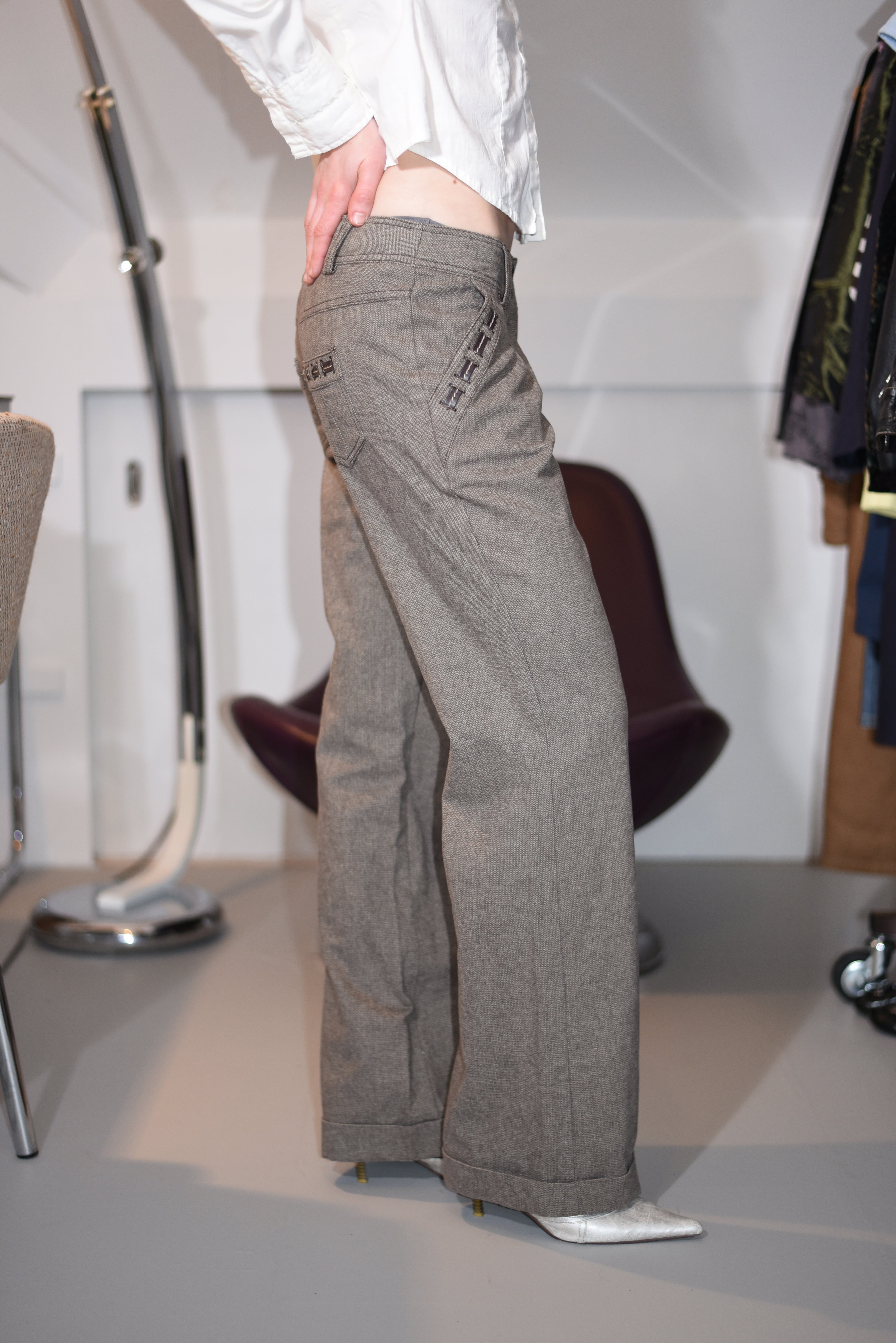 Brown wide-leg trousers