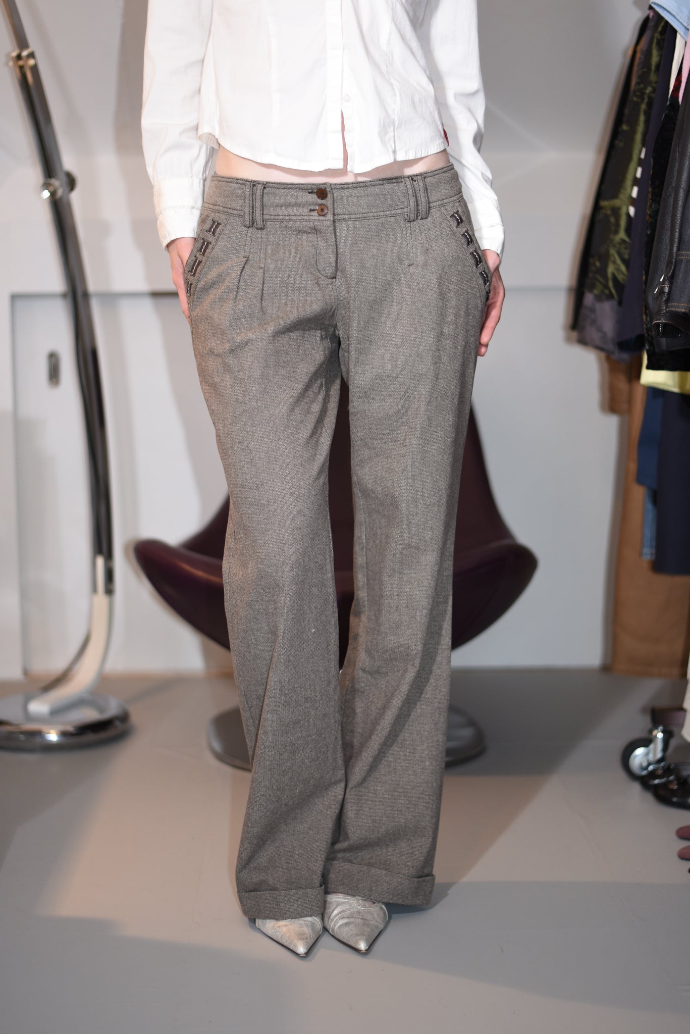 Brown wide-leg trousers