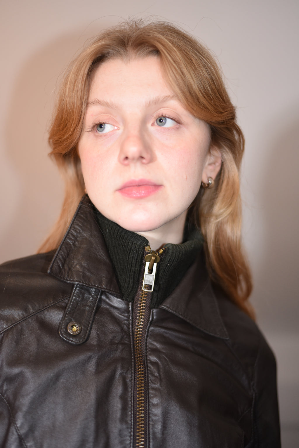 Dark brown leather fitted jacket