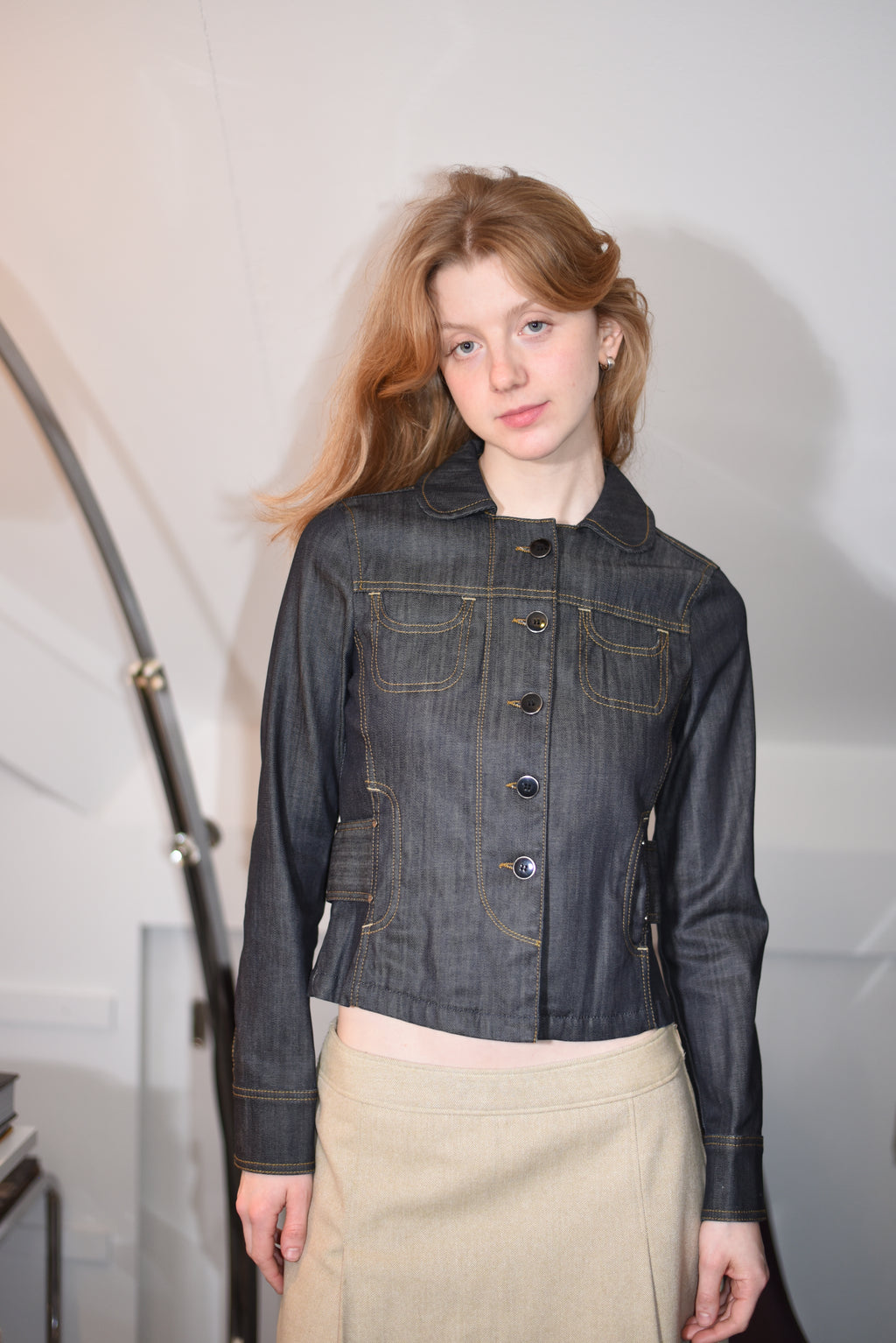 Dark wash fitted denim jacket