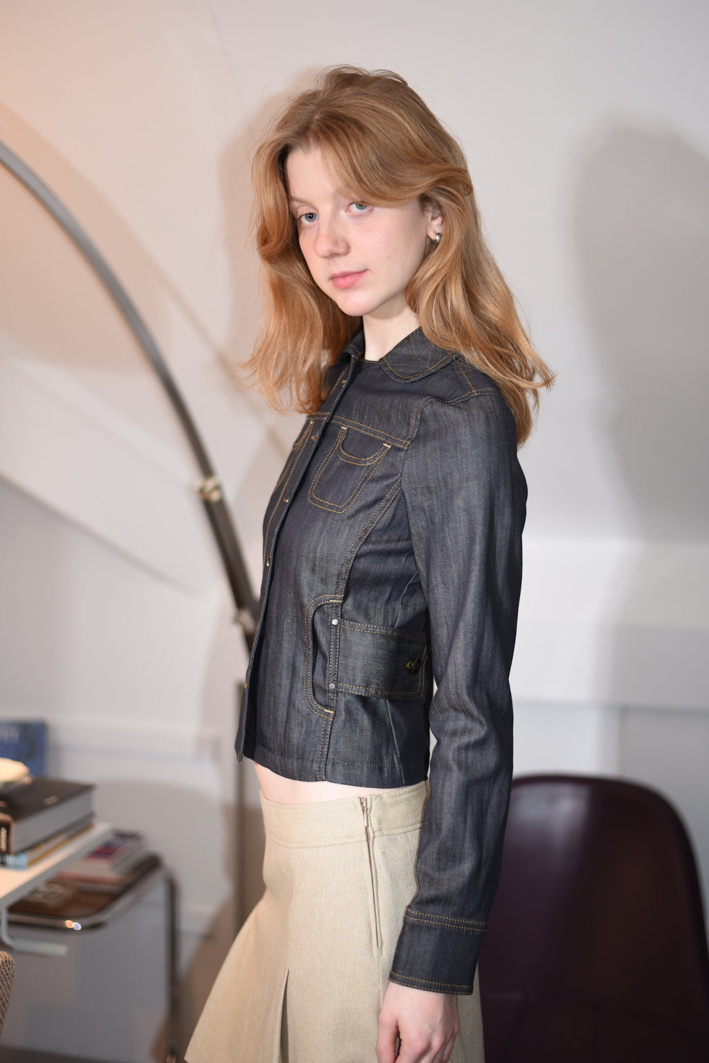 Dark wash fitted denim jacket