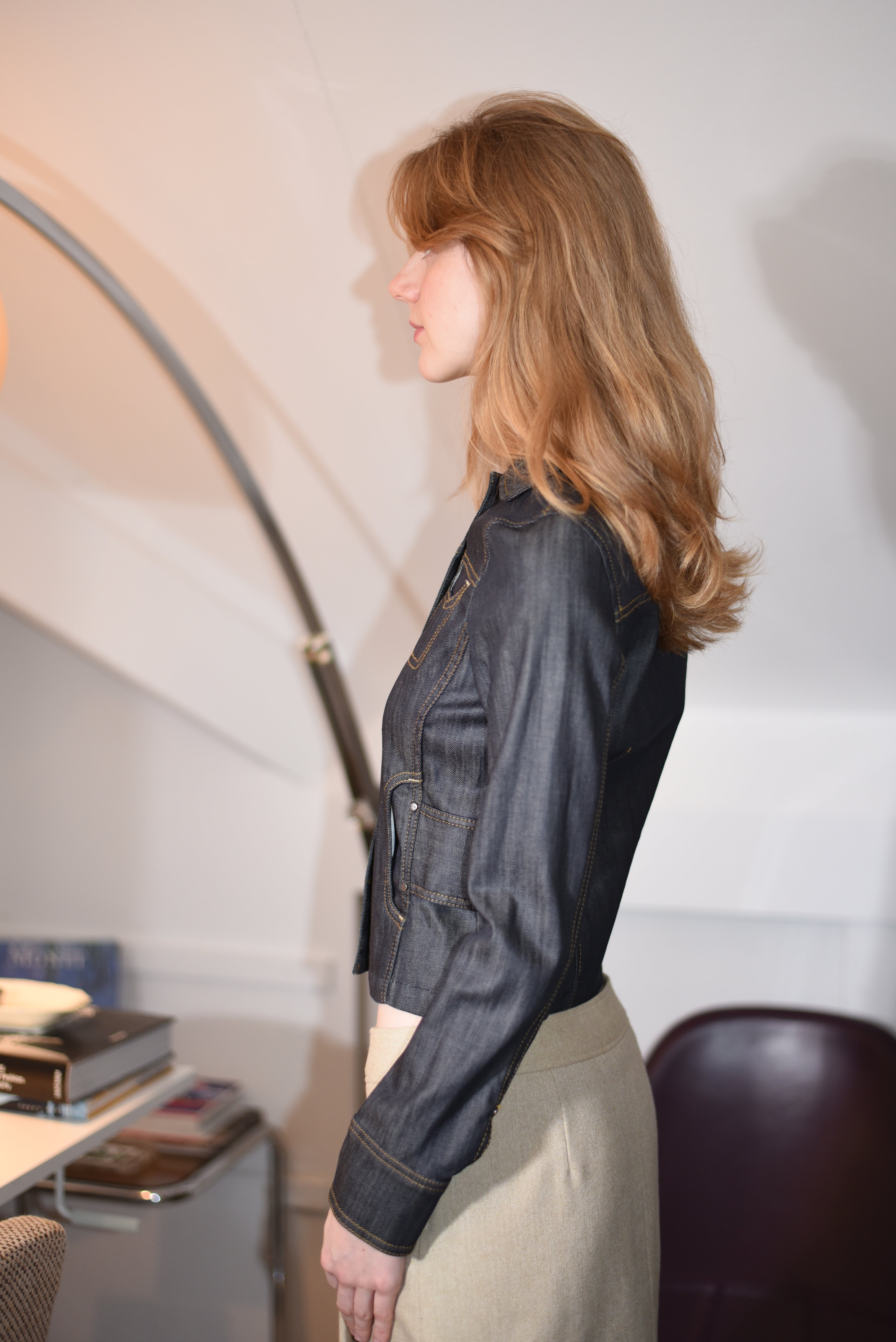 Dark wash fitted denim jacket