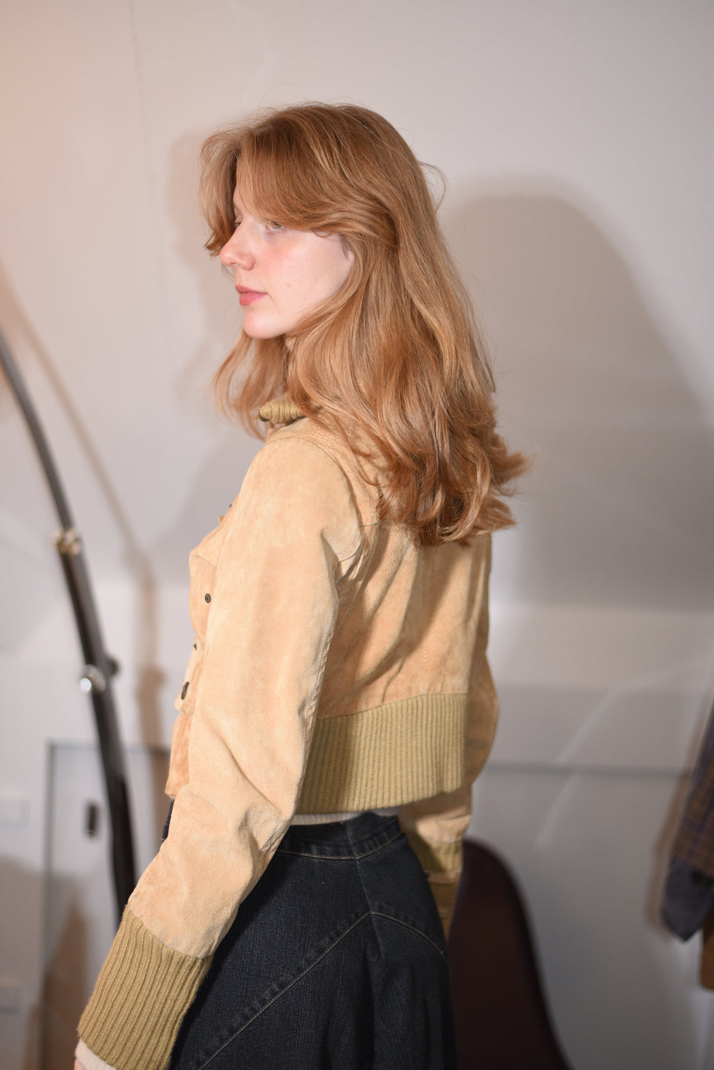Tan suede cropped jacket