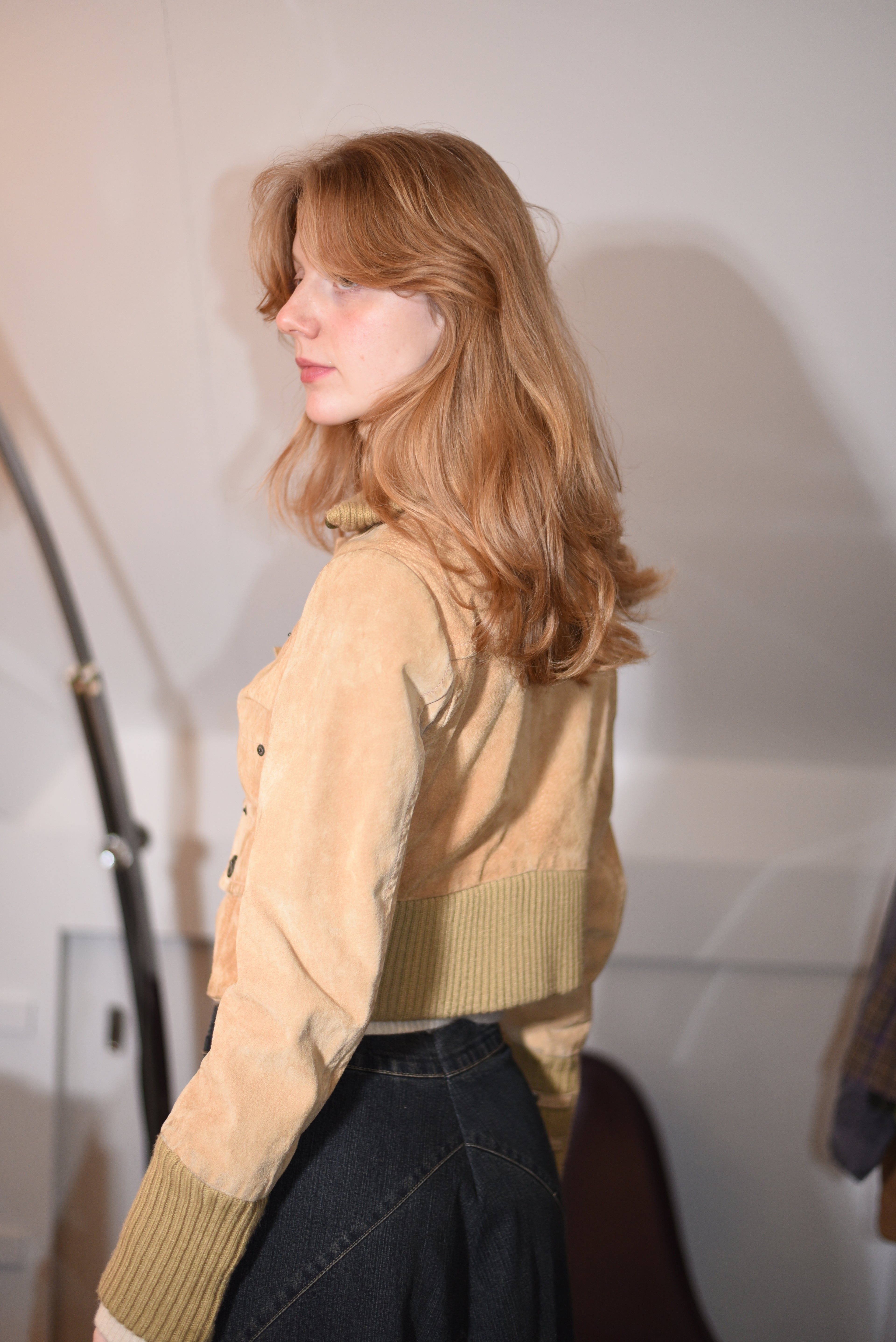 Tan suede cropped jacket