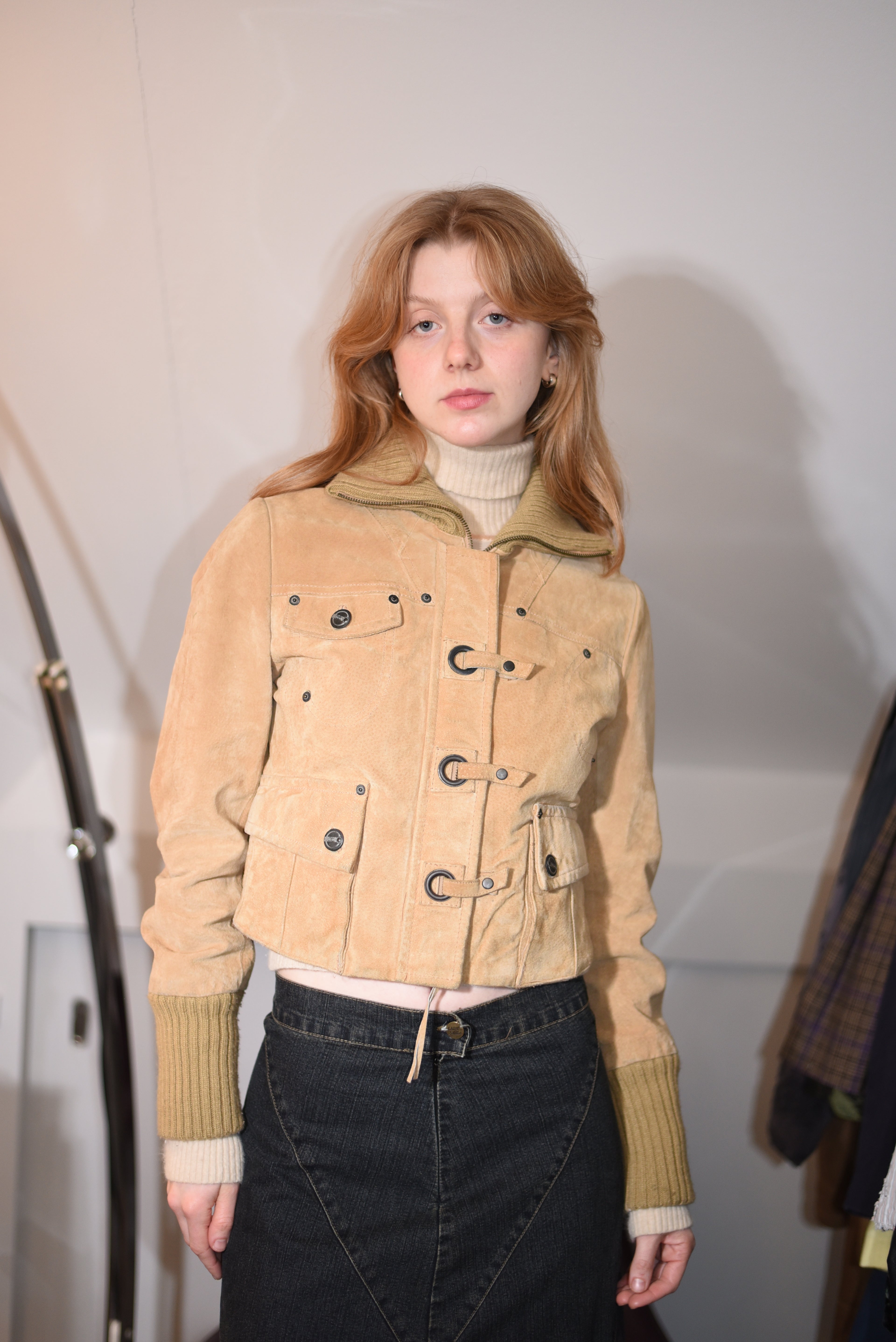 Tan suede cropped jacket