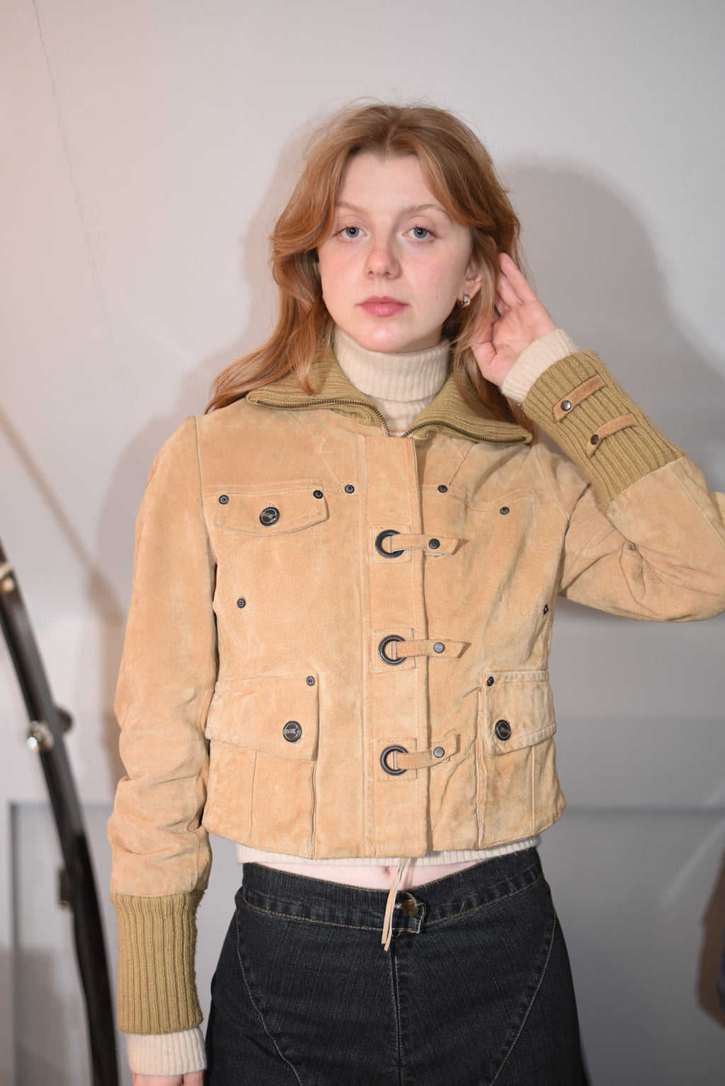 Tan suede cropped jacket