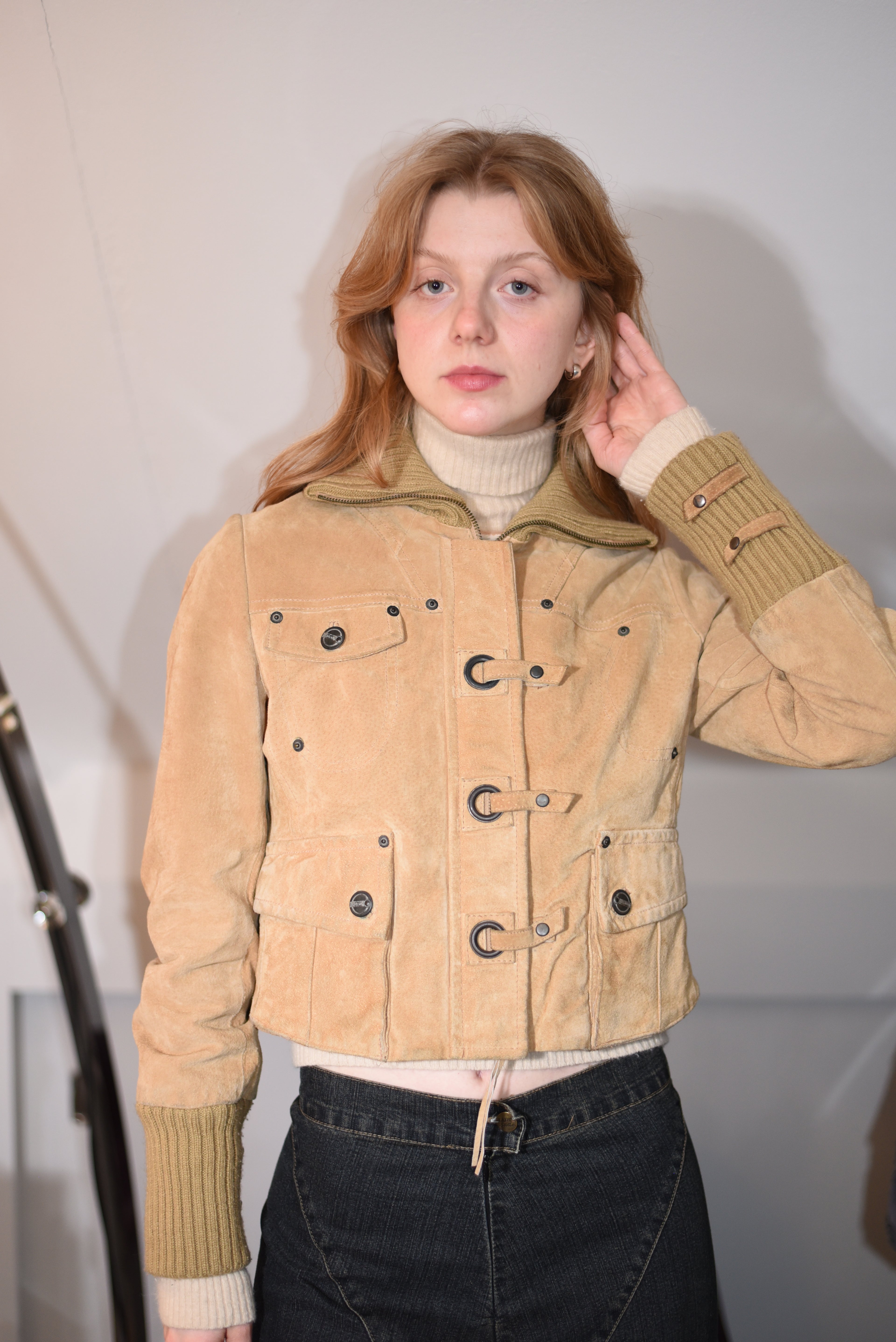 Tan suede cropped jacket