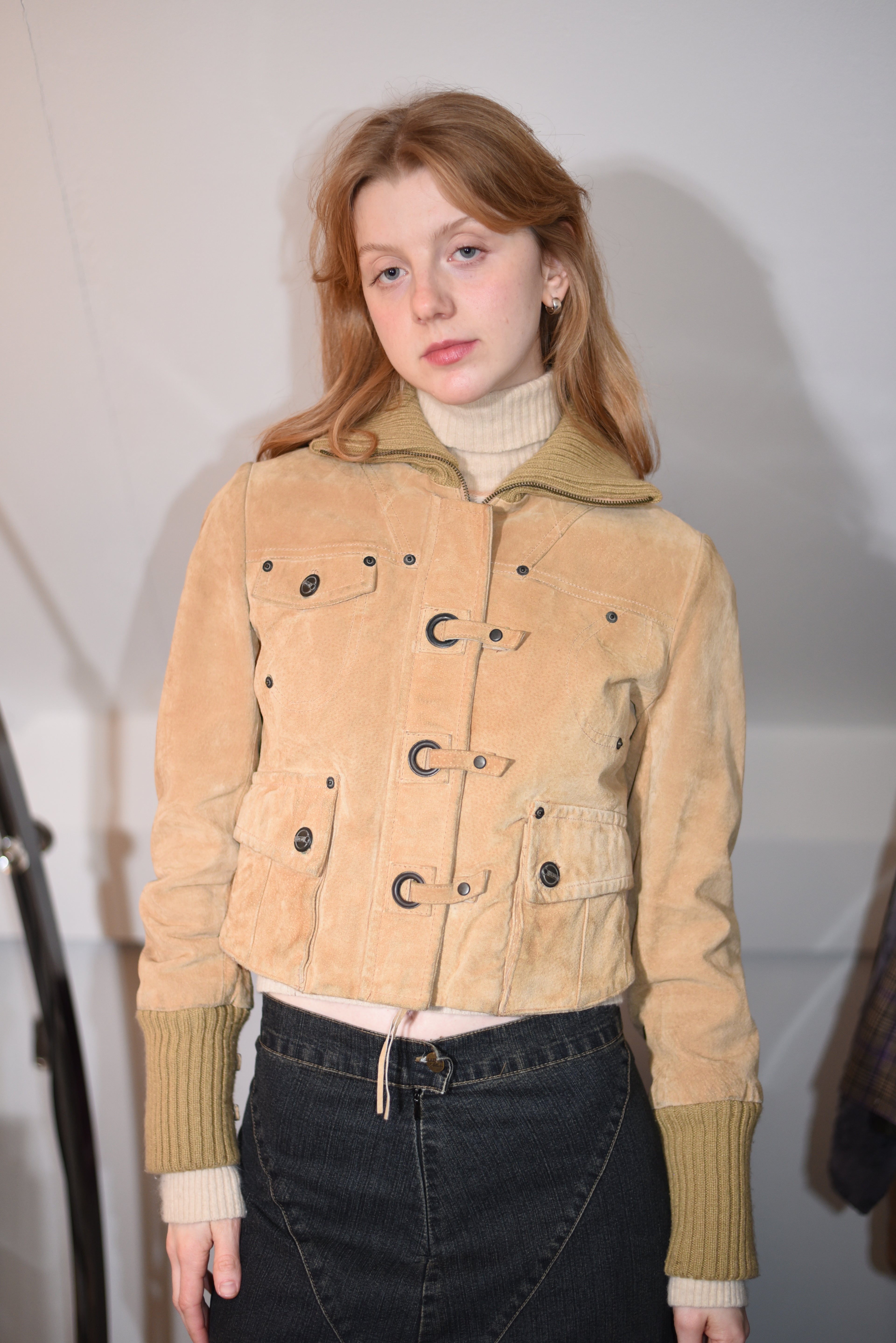 Tan suede cropped jacket