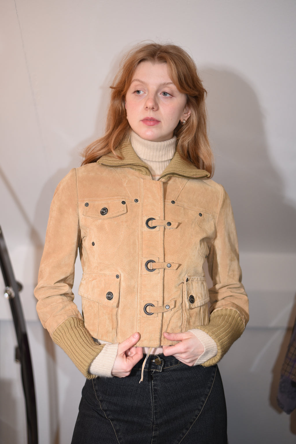 Tan suede cropped jacket