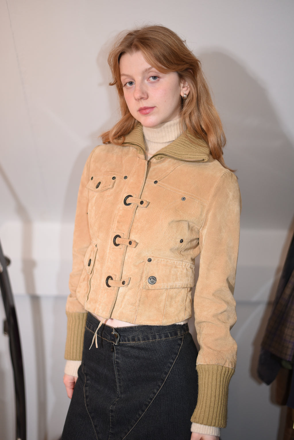 Tan suede cropped jacket