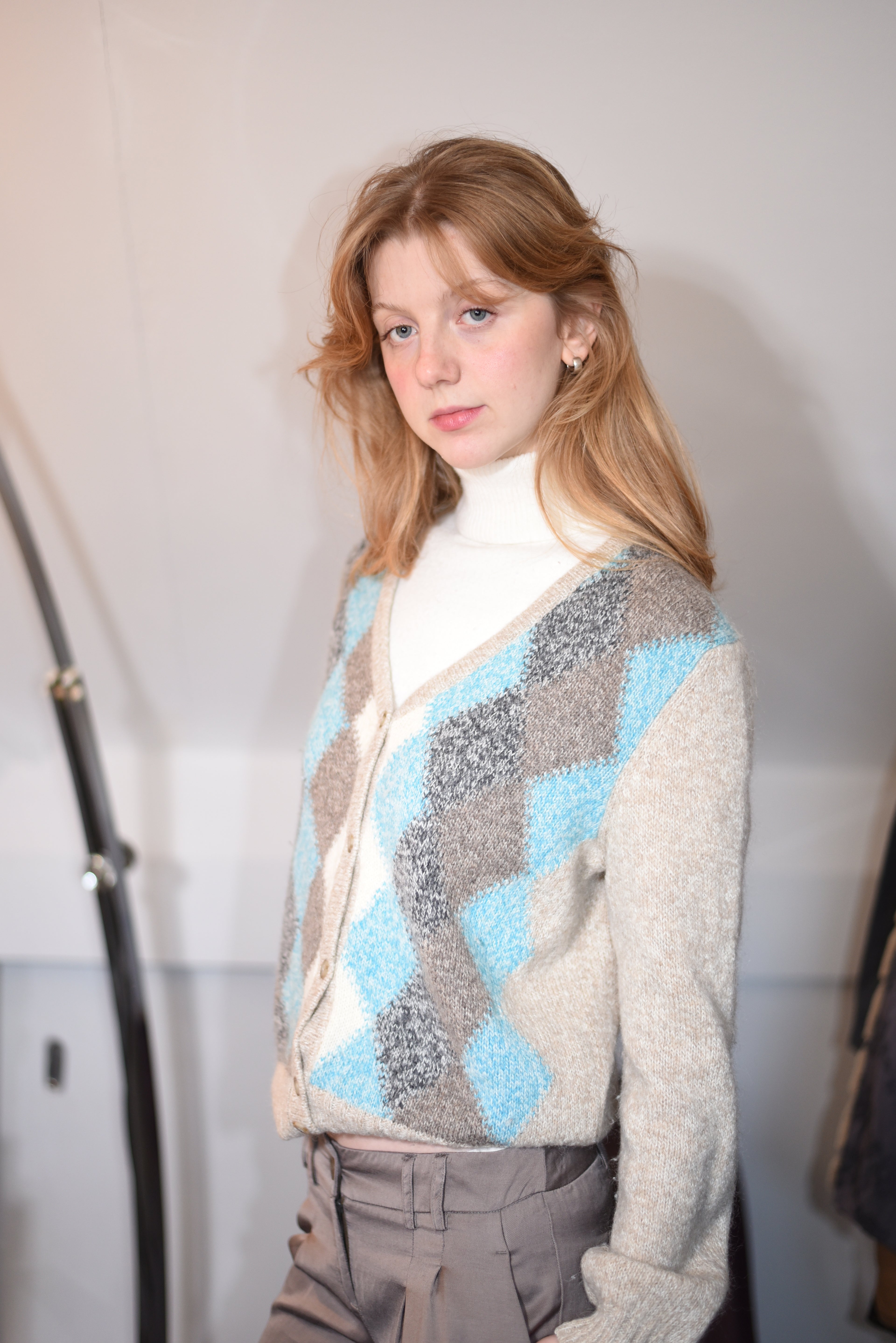 Argyle wool-mohair cardigan