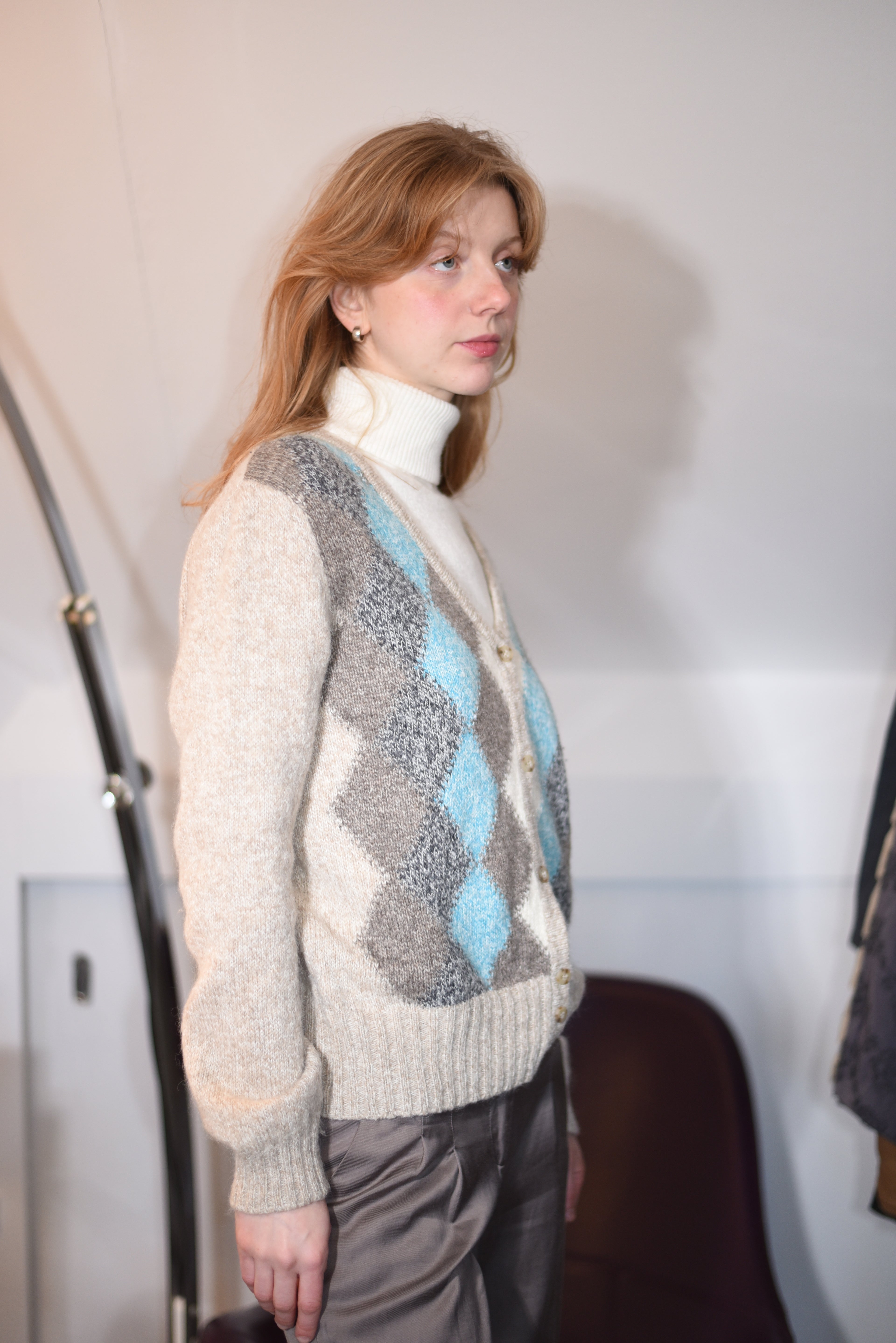 Argyle wool-mohair cardigan