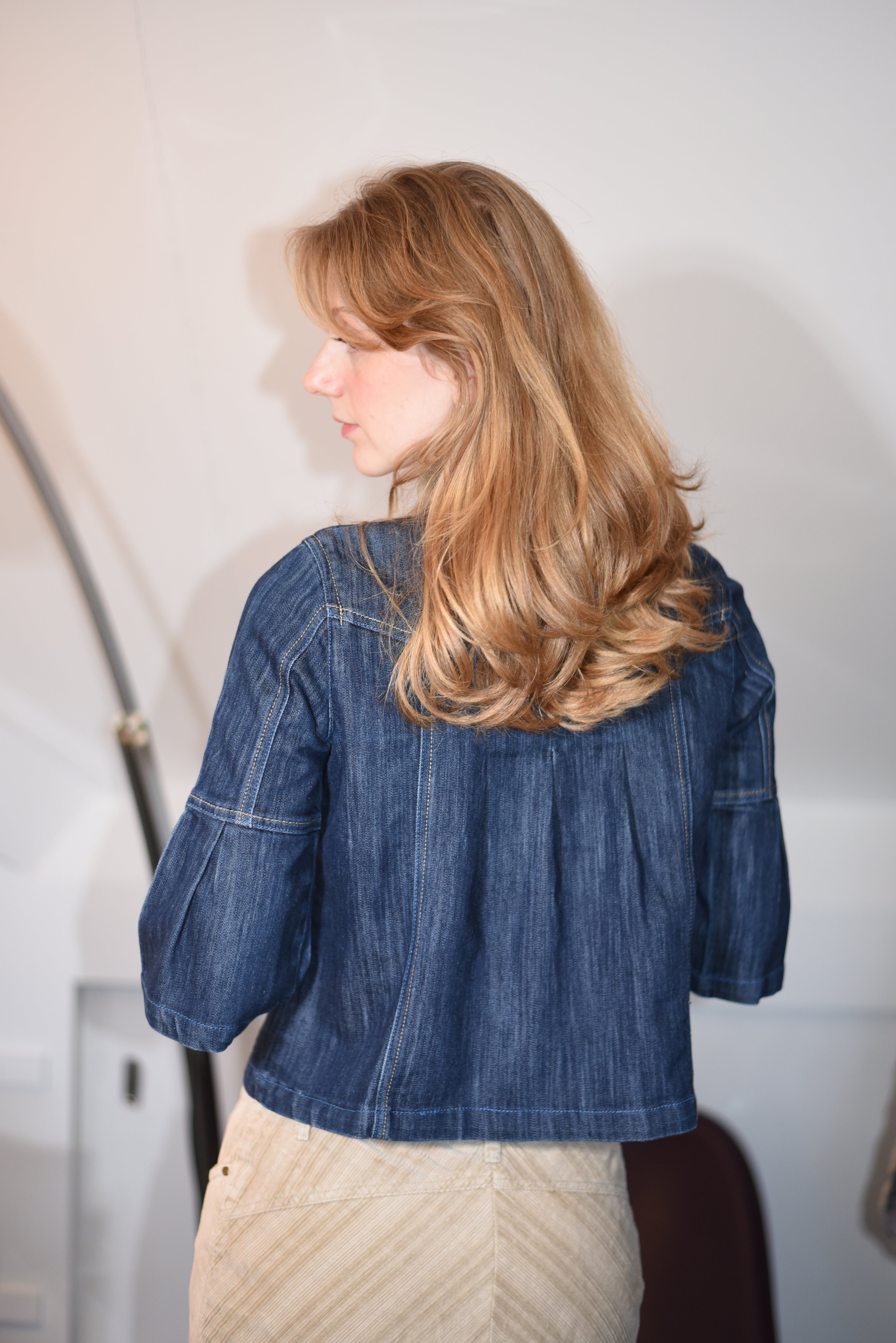 Denim dark wash babydoll jacket