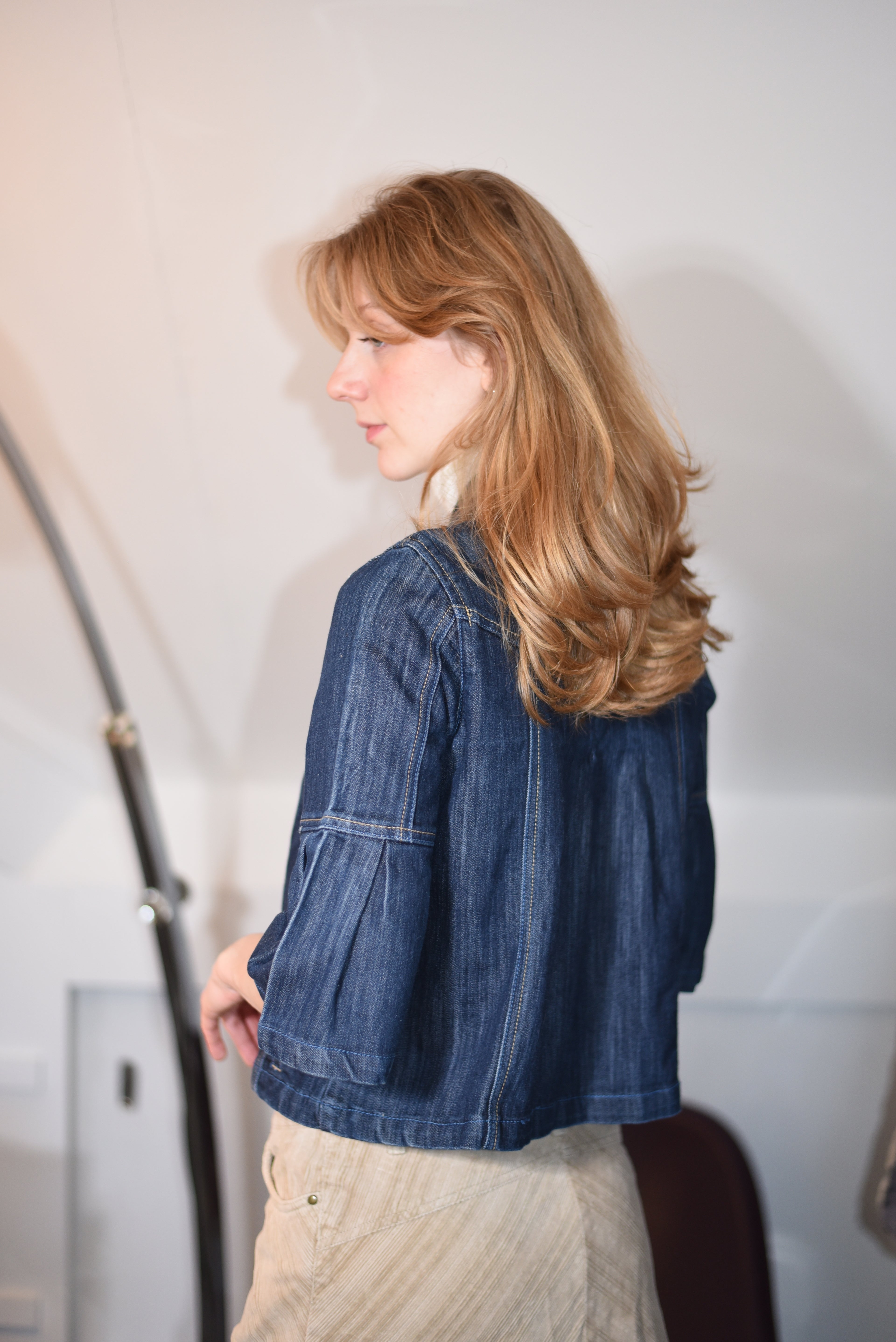 Denim dark wash babydoll jacket