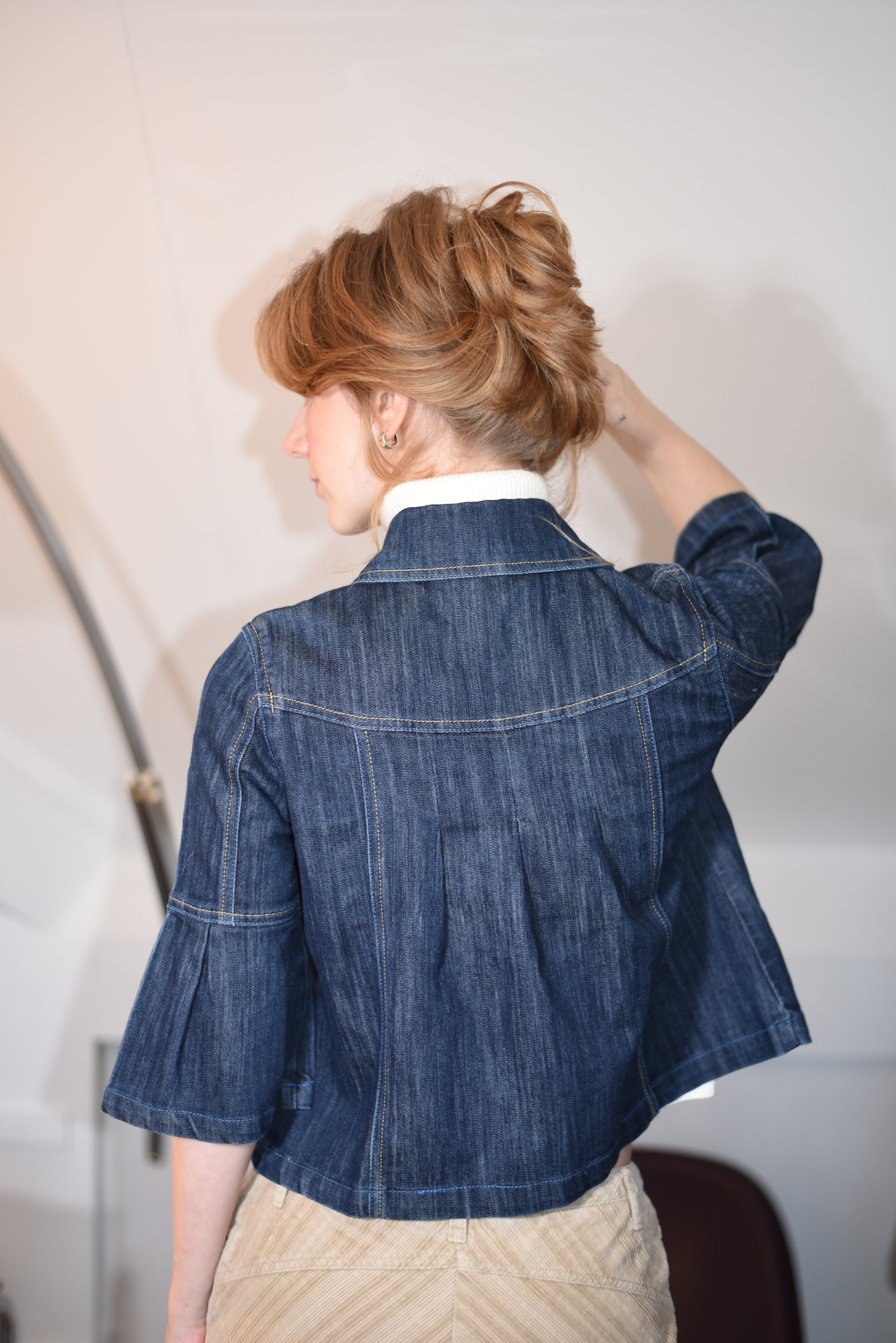 Denim dark wash babydoll jacket