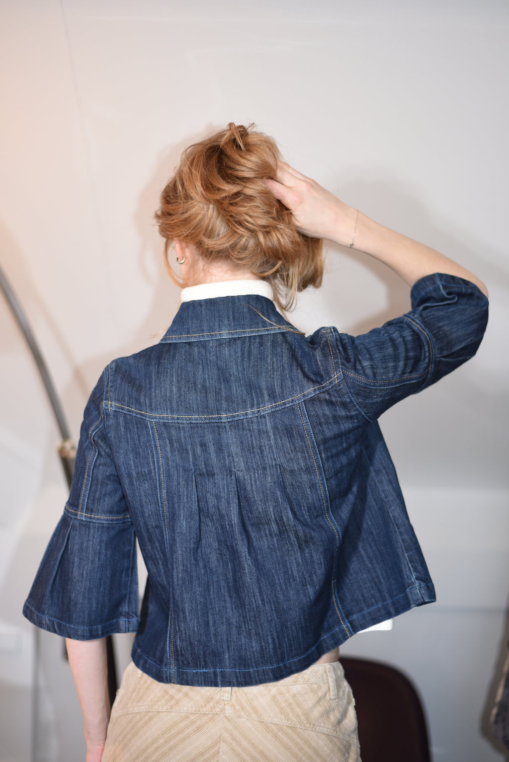 Denim dark wash babydoll jacket