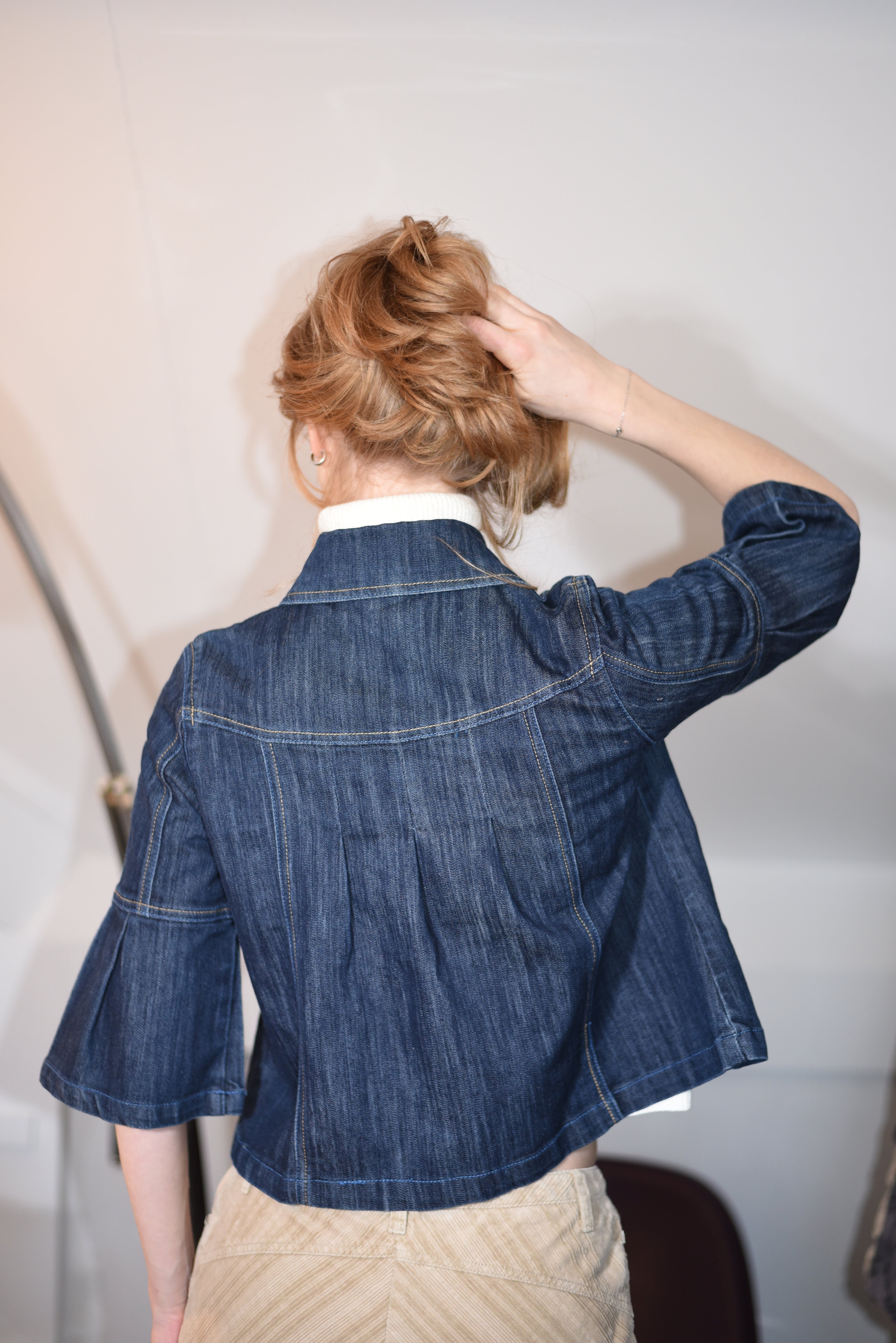 Denim dark wash babydoll jacket