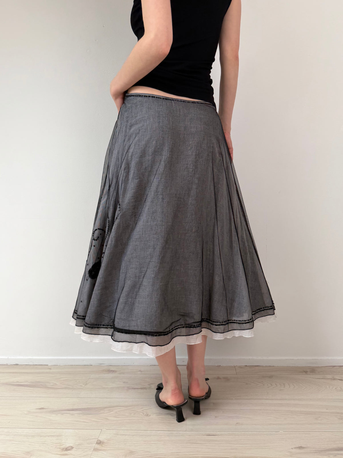Embroidered sequin skirt